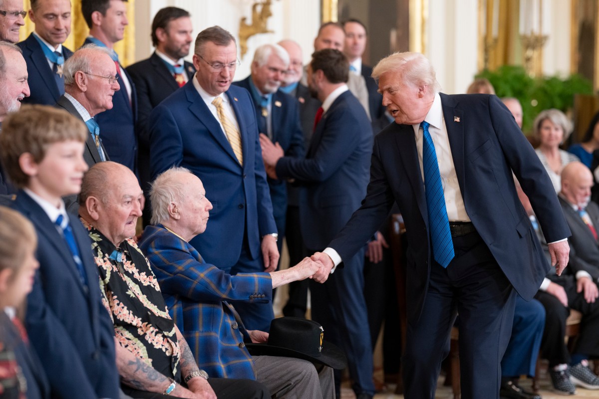 President Donald Trump meets with Medal of Honor recipients for National Medal of Honor Day, Tuesday, March 25, 2025, in the East Room of the White House. (Official White House Photo by Molly Riley)