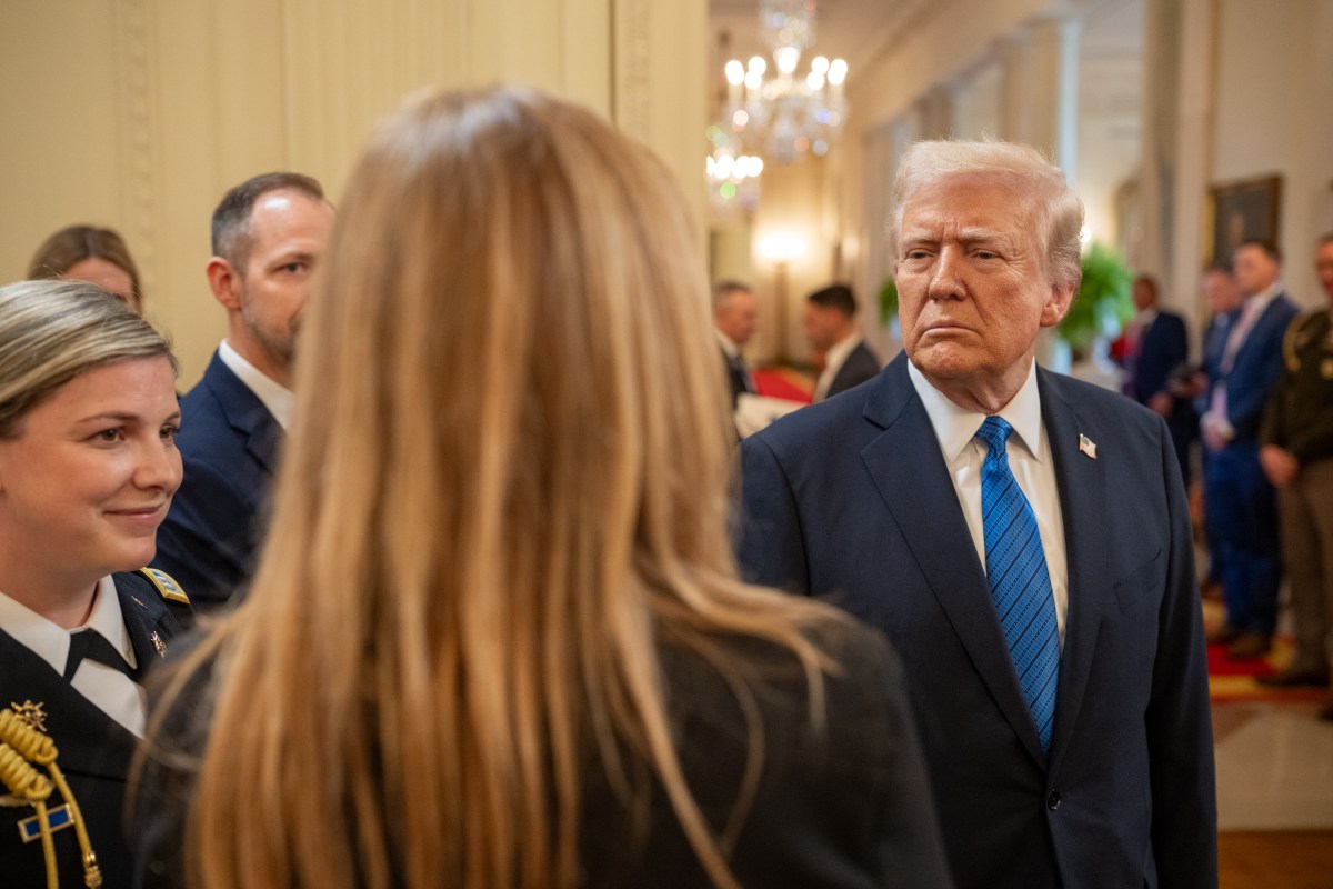 President Donald Trump poses for a group photo with Medal of Honor recipients for National Medal of Honor Day, Tuesday, March 25, 2025, in the East Room of the White House. (Official White House Photo by Daniel Torok)