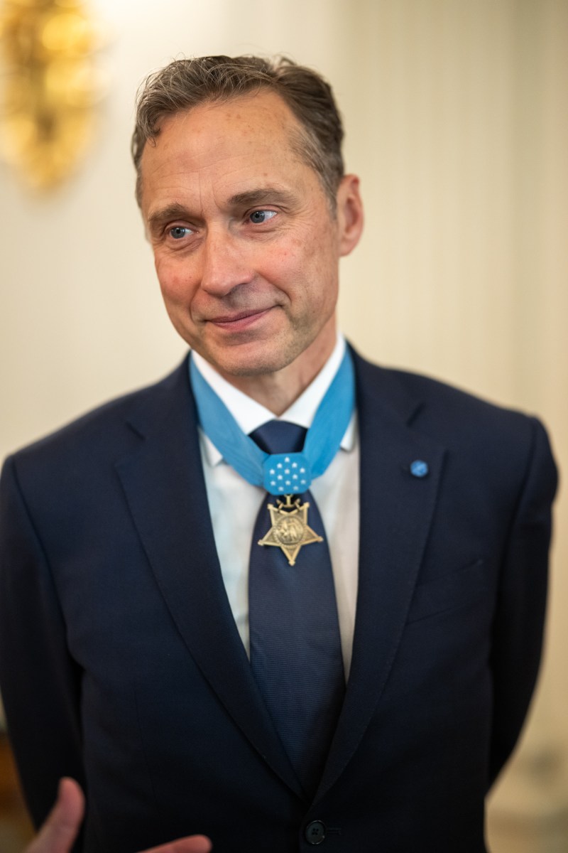President Donald Trump poses for a group photo with Medal of Honor recipients for National Medal of Honor Day, Tuesday, March 25, 2025, in the East Room of the White House. (Official White House Photo by Daniel Torok)