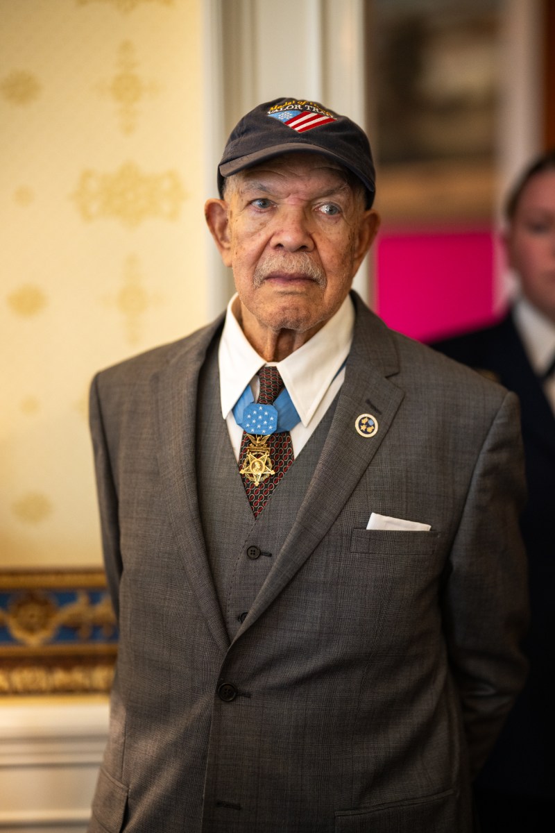 President Donald Trump poses for a group photo with Medal of Honor recipients for National Medal of Honor Day, Tuesday, March 25, 2025, in the East Room of the White House. (Official White House Photo by Daniel Torok)