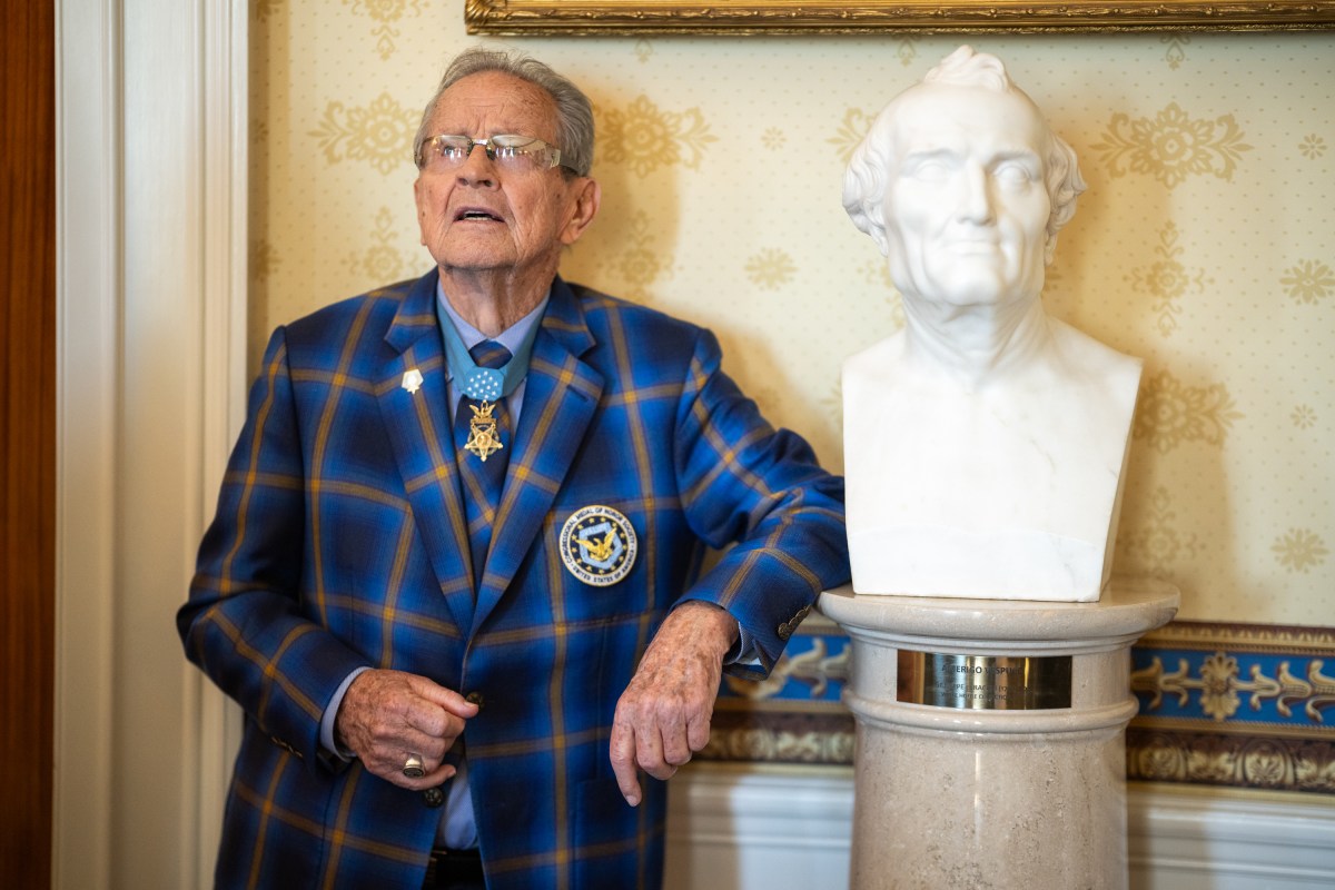 President Donald Trump poses for a group photo with Medal of Honor recipients for National Medal of Honor Day, Tuesday, March 25, 2025, in the East Room of the White House. (Official White House Photo by Daniel Torok)