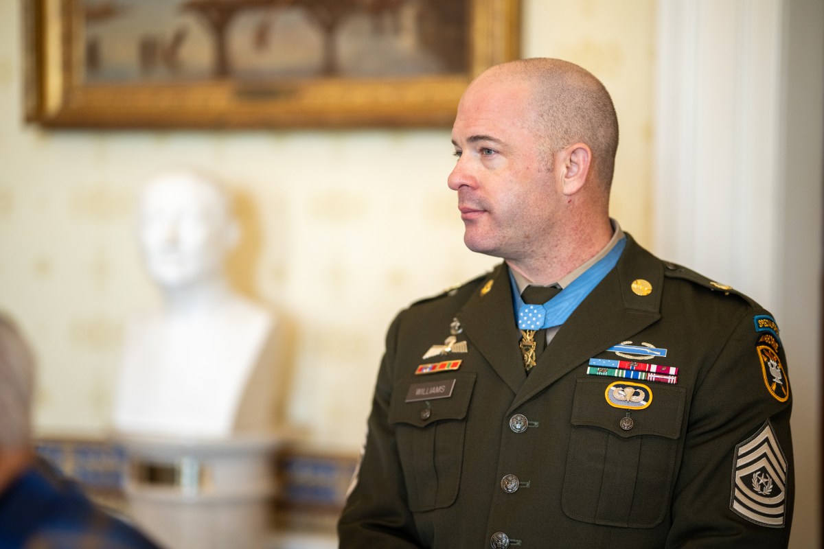 President Donald Trump poses for a group photo with Medal of Honor recipients for National Medal of Honor Day, Tuesday, March 25, 2025, in the East Room of the White House. (Official White House Photo by Daniel Torok)