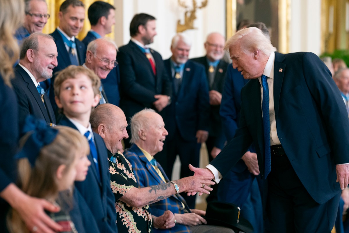President Donald Trump meets with Medal of Honor recipients for National Medal of Honor Day, Tuesday, March 25, 2025, in the East Room of the White House. (Official White House Photo by Molly Riley)