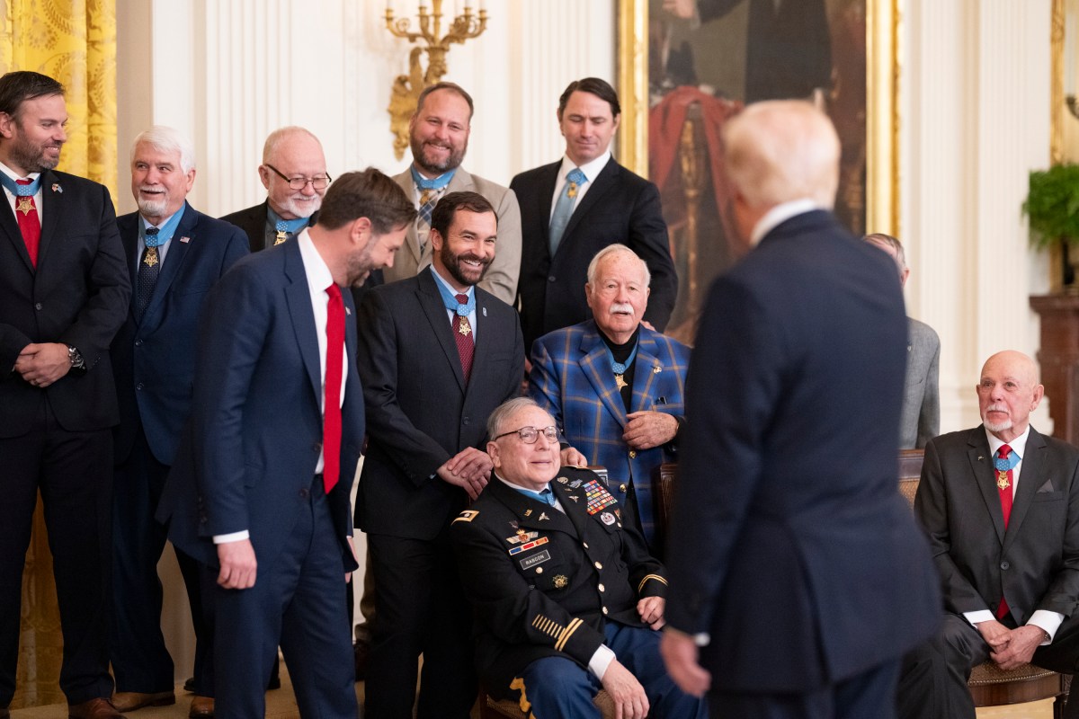 President Donald Trump meets with Medal of Honor recipients for National Medal of Honor Day, Tuesday, March 25, 2025, in the East Room of the White House. (Official White House Photo by Molly Riley)