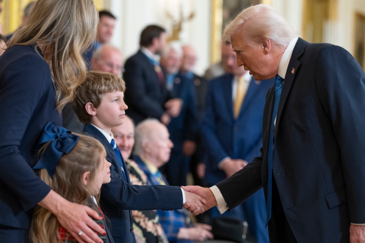 President Donald Trump meets with Medal of Honor recipients for National Medal of Honor Day, Tuesday, March 25, 2025, in the East Room of the White House. (Official White House Photo by Molly Riley)