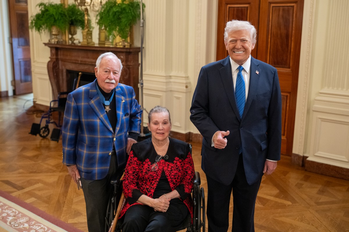 President Donald Trump poses for a group photo with Medal of Honor recipients for National Medal of Honor Day, Tuesday, March 25, 2025, in the East Room of the White House. (Official White House Photo by Daniel Torok)