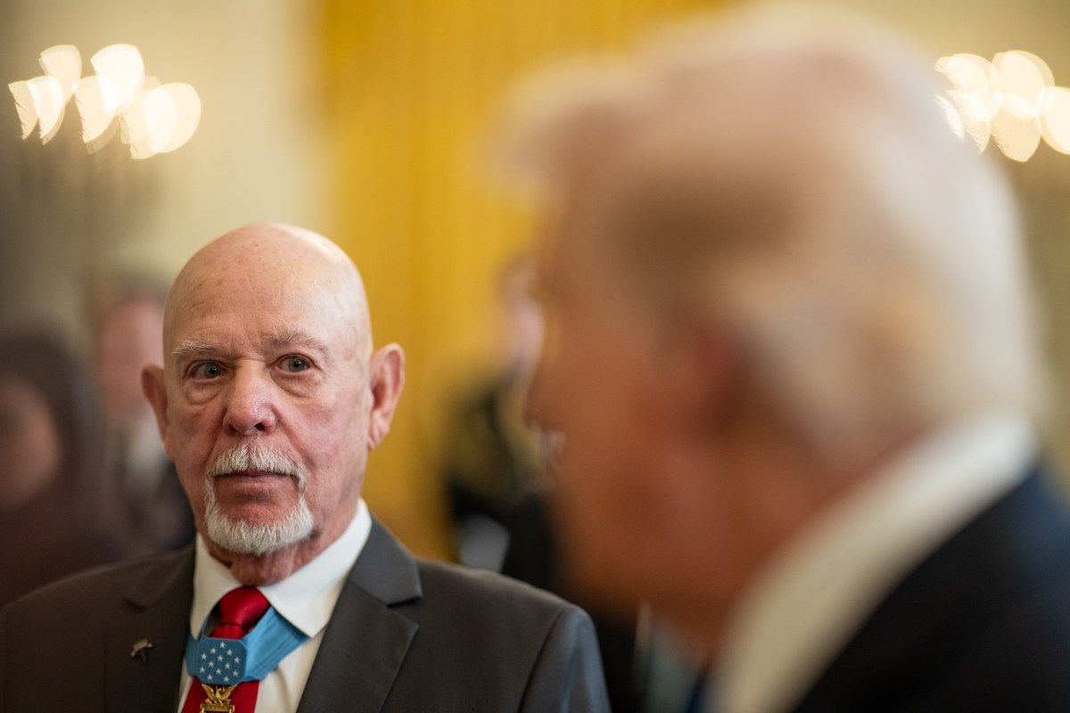 President Donald Trump poses for a group photo with Medal of Honor recipients for National Medal of Honor Day, Tuesday, March 25, 2025, in the East Room of the White House. (Official White House Photo by Daniel Torok)