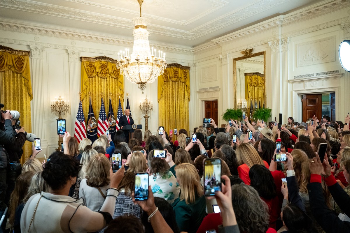 President Donald Trump attends an event celebrating Women’s History Month, Wednesday, March 26, 2025, in the East Room of the White House. (Official White House Photo by Molly Riley