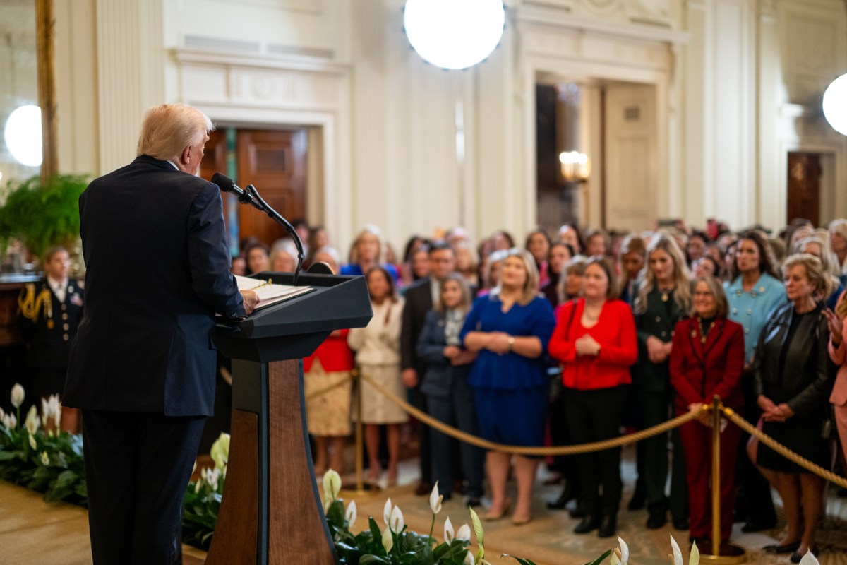 President Donald Trump attends an event celebrating Women’s History Month, Wednesday, March 26, 2025, in the East Room of the White House. (Official White House Photo by Daniel Torok)