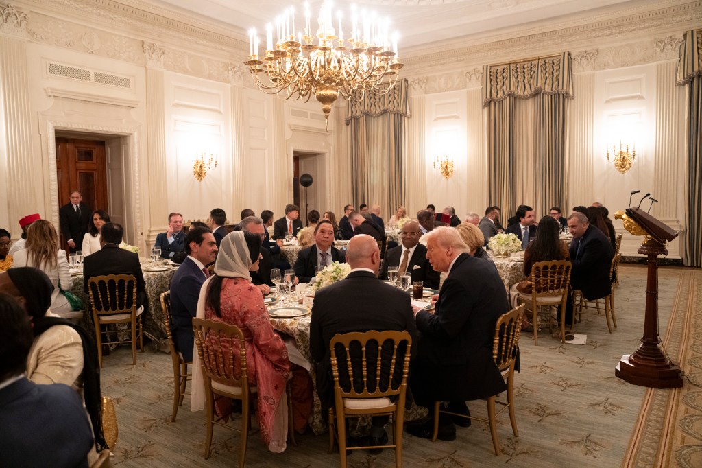 President Donald Trump participates in the White House Iftar Dinner, Thursday, March 27, 2025, in the State Dining Room of the White House.(Official White House Photo by Joyce N. Boghosian)