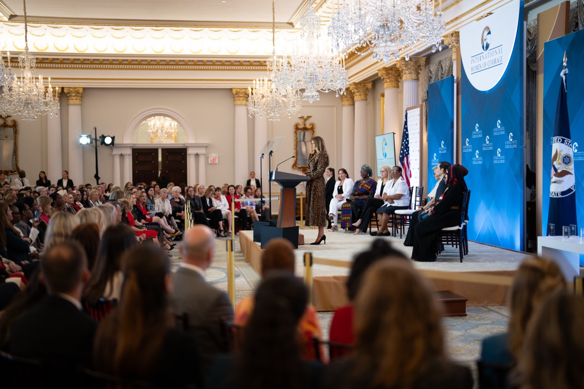 First Lady Melania Trump delivers remarks at the 19th International Women of Courage Awards Ceremony, Tuesday, April 1, 2025, at the U.S. Department of State in Washington, D.C. (Official White House Photo by Andrea Hanks)