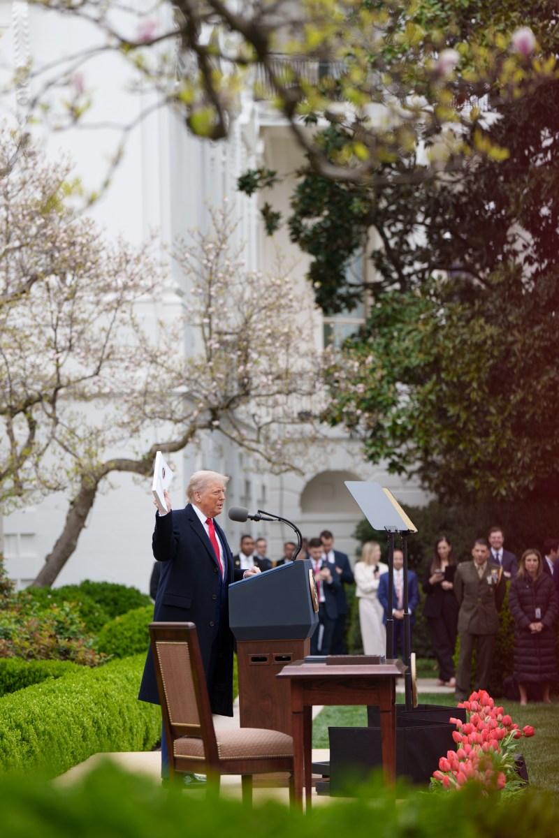 President Donald J. Trump delivers remarks on the Administration’s tariff plans at a “Make America Healthy Again” event, Wednesday, April 2, 2025, in the White House Rose Gardent. (Official White House Photo by Abe McNatt)