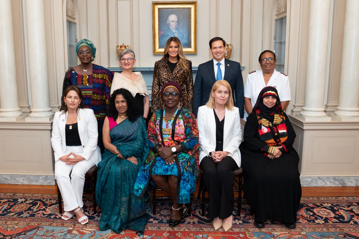 First Lady Melania Trump poses for a group photo with awardees at the 19th International Women of Courage Awards Ceremony, Tuesday, April 1, 2025, at the U.S. Department of State in Washington, D.C. (Official White House Photo by Andrea Hanks)