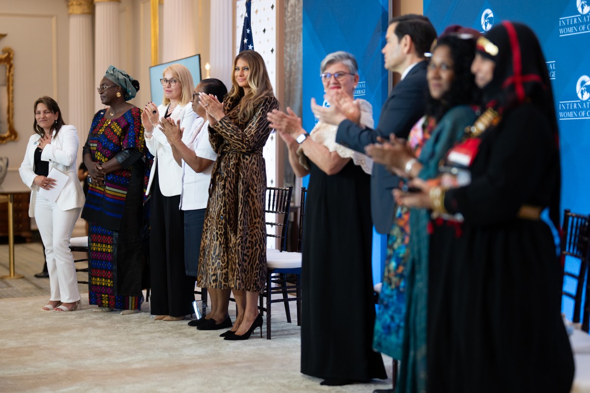 Amit Soussana, attorney and Israeli hostage survivor of the October 7, 2023, attack by Hamas, speaks at the 19th International Women of Courage Awards Ceremony, Tuesday, April 1, 2025, at the U.S. Department of State in Washington, D.C. (Official White House Photo by Andrea Hanks)
