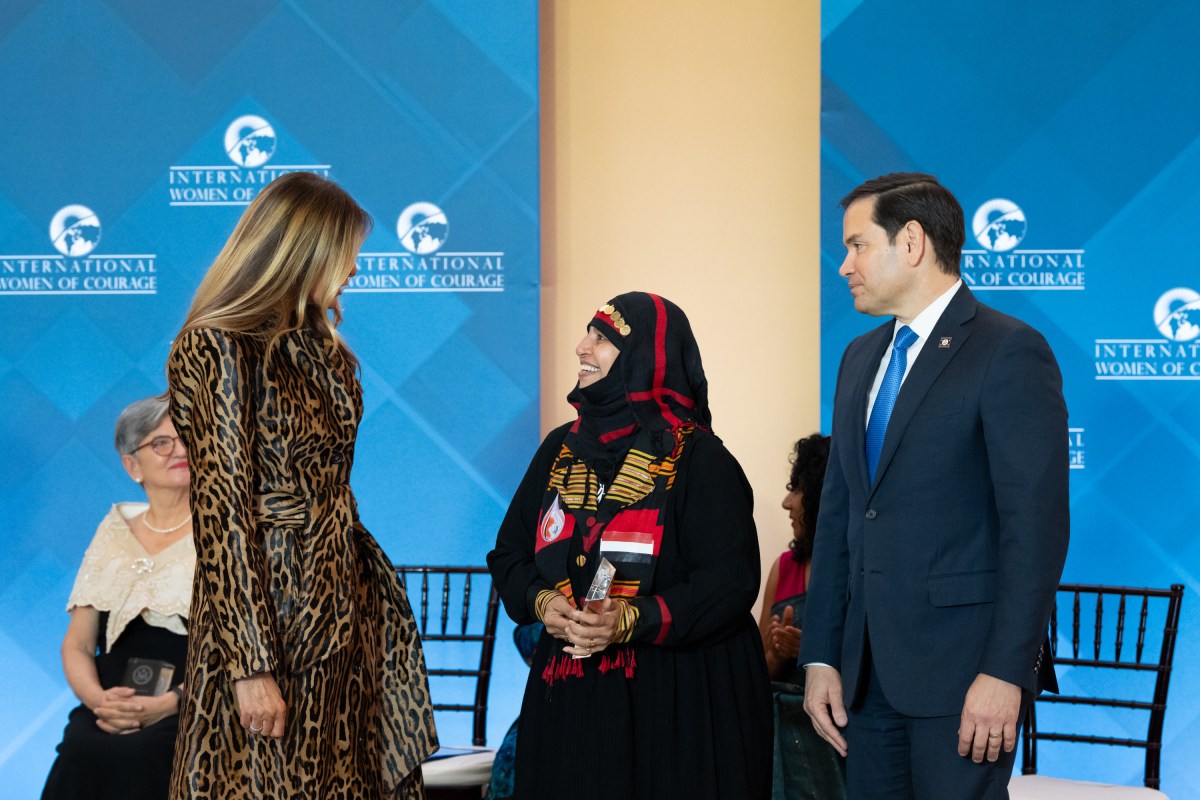 First Lady Melania Trump poses for photos with awardees at the 19th International Women of Courage Awards Ceremony, Tuesday, April 1, 2025, at the U.S. Department of State in Washington, D.C. (Official White House Photo by Andrea Hanks)