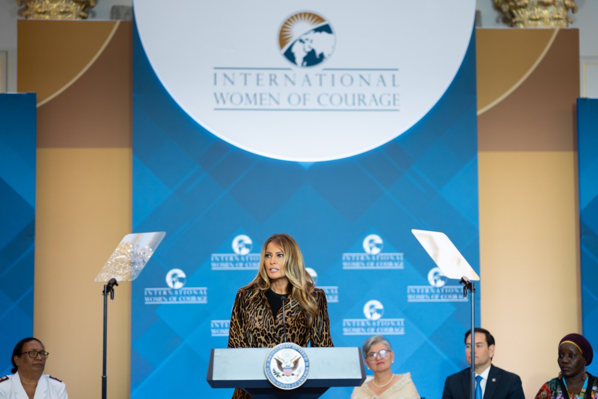 First Lady Melania Trump delivers remarks at the 19th International Women of Courage Awards Ceremony, Tuesday, April 1, 2025, at the U.S. Department of State in Washington, D.C. (Official White House Photo by Andrea Hanks)