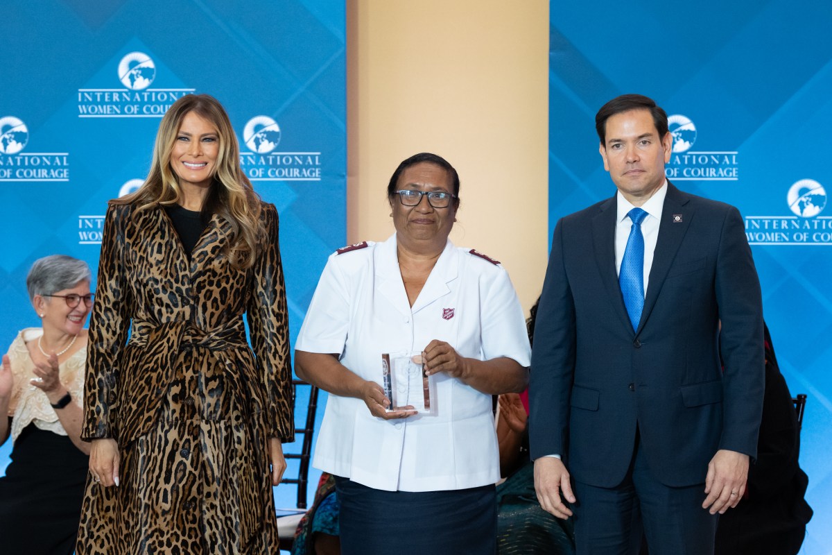 First Lady Melania Trump poses for photos with awardees at the 19th International Women of Courage Awards Ceremony, Tuesday, April 1, 2025, at the U.S. Department of State in Washington, D.C. (Official White House Photo by Andrea Hanks)