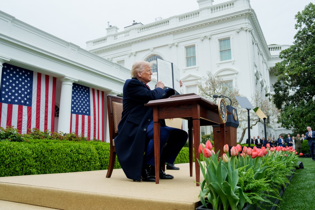 President Donald J. Trump signs an Executive Order on on the Administration’s tariff plans at a “Make America Healthy Again” event, Wednesday, April 2, 2025, in the White House Rose Gardent. (Official White House Photo by Abe McNatt)