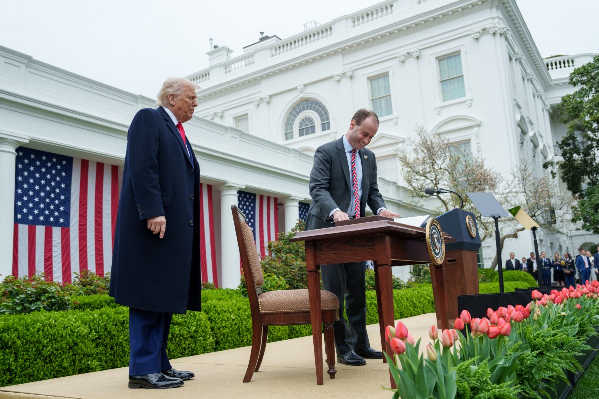 President Donald J. Trump signs an Executive Order on on the Administration’s tariff plans at a “Make America Healthy Again” event, Wednesday, April 2, 2025, in the White House Rose Gardent. (Official White House Photo by Abe McNatt)