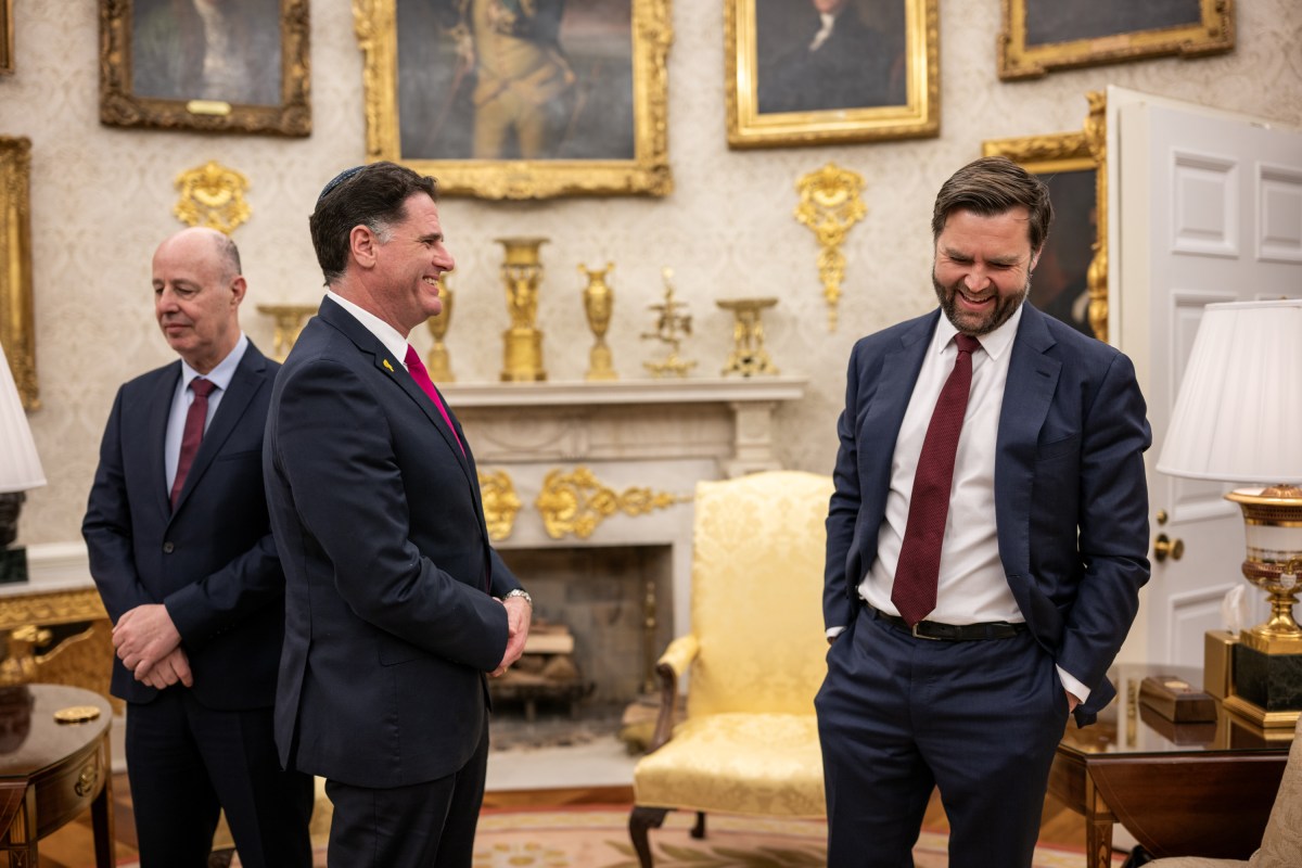 President Donald Trump greets Israeli Prime Minister Benjamin Netanyahu, Monday, April 7, 2025, in the West Wing Lobby of the White House. (Official White House Photo by Daniel Torok)