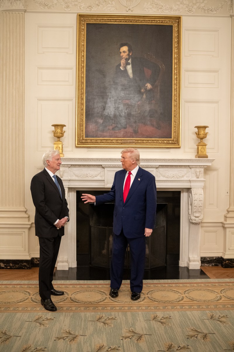 President Donald Trump delivers remarks at an event celebrating the 2024 World Series Champion Los Angeles Dodgers, Monday, April 7, 2025, in the East Room of the White House. (Official White House Photo by Daniel Torok)