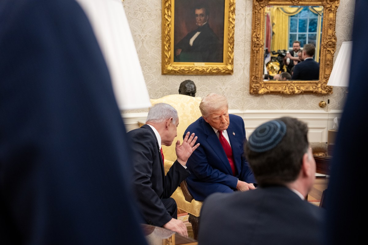 Vice President JD Vance attends a bilateral meeting with President Donald Trump and Israeli Prime Minister Benjamin Netanyahu, Monday, April 7, 2025, in the Oval Office. (Official White House Photo by Emily J. Higgins)