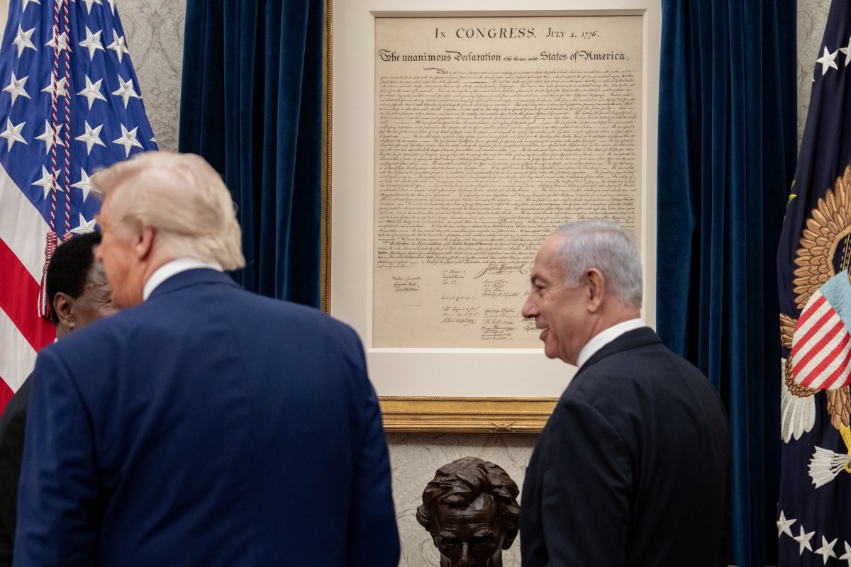 Vice President JD Vance attends a bilateral meeting with President Donald Trump and Israeli Prime Minister Benjamin Netanyahu, Monday, April 7, 2025, in the Oval Office. (Official White House Photo by Emily J. Higgins)