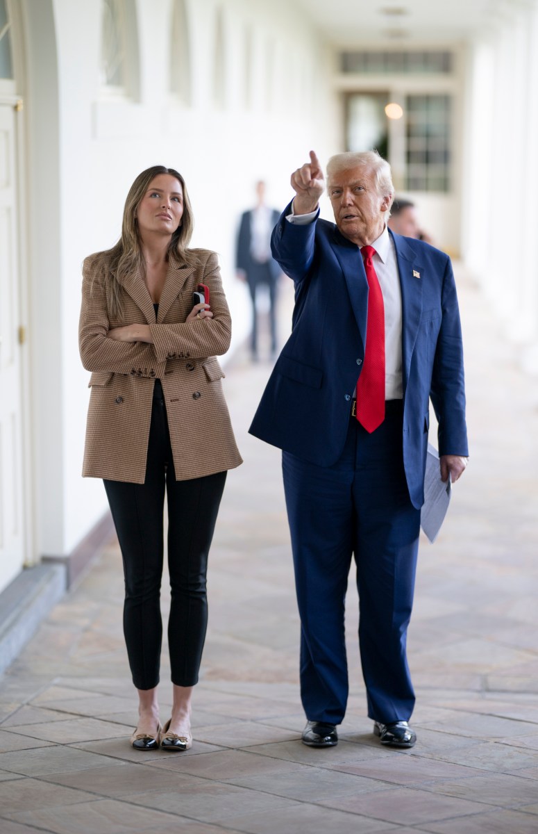 President Donald Trump walks along the West Colonnade to the Oval Office, Wednesday, April 9, 2025, after greeting the North Dakota State University Bison football team. (Official White House Photo by Molly Riley)