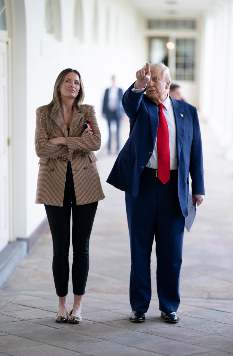 President Donald Trump walks along the West Colonnade to the Oval Office, Wednesday, April 9, 2025, after greeting the North Dakota State University Bison football team. (Official White House Photo by Molly Riley)