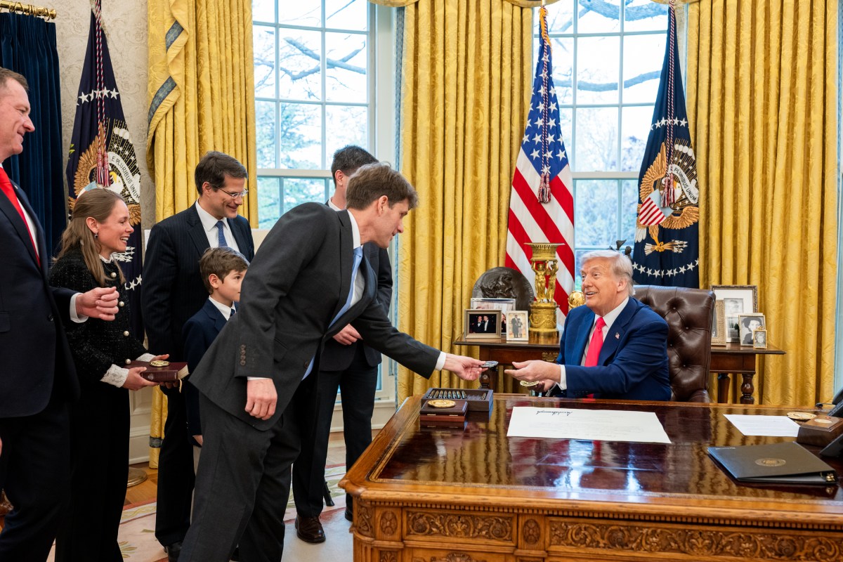 President Donald Trump participates in the swearing-in ceremony for Solicitor General Dean John Sauer, Thursday, April 10, 2025, in the Oval Office. (Official White House Photo by Joyce N. Boghosian)