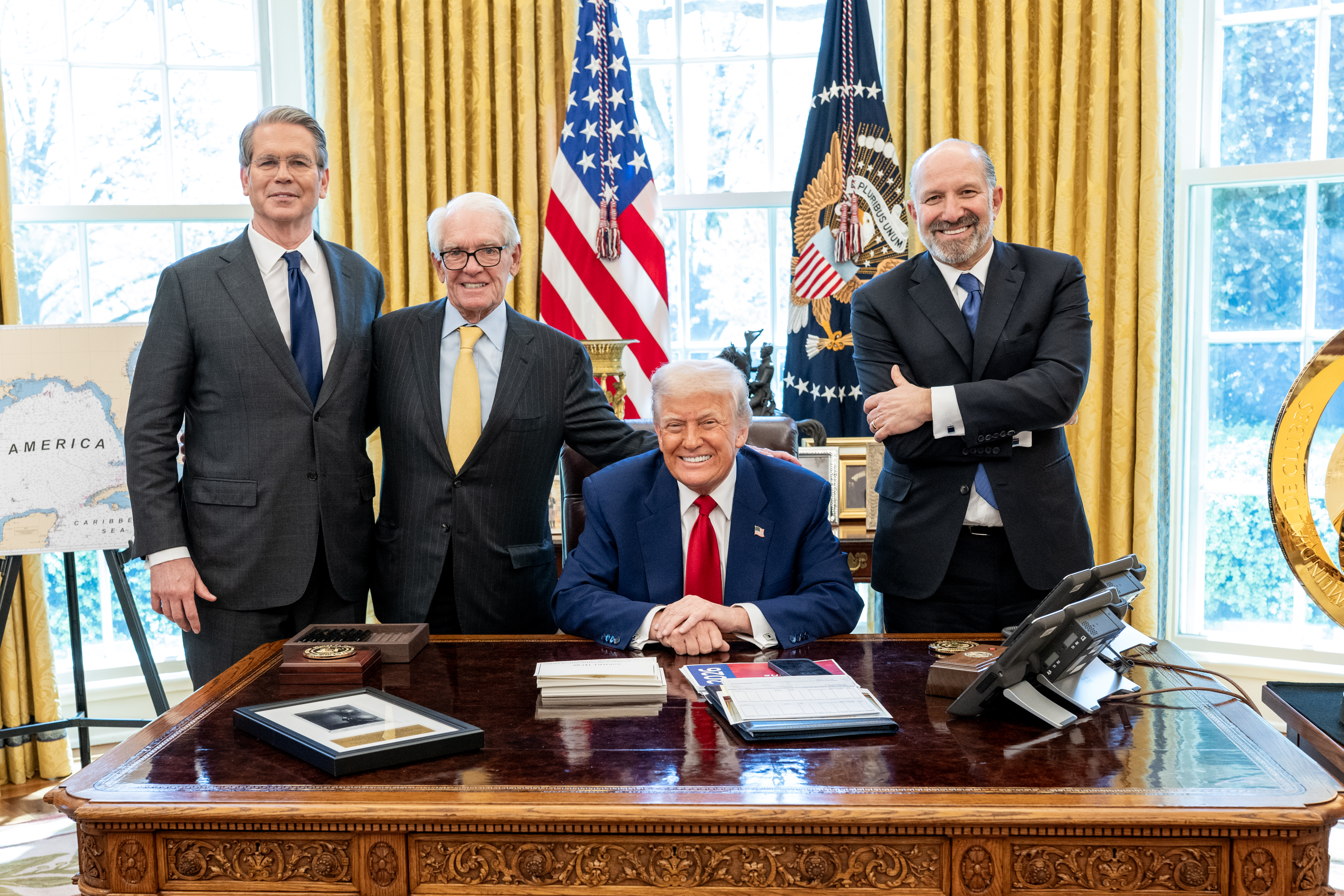 President Trump in the Oval Office with Sec. Bessent