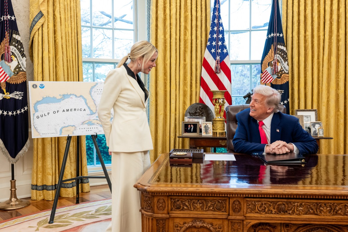 President Donald Trump poses for a photo with Attorney General Pam Bondi in the Oval Office, Thursday, April 10, 2025. (Official White House Photo by Joyce N. Boghosian)