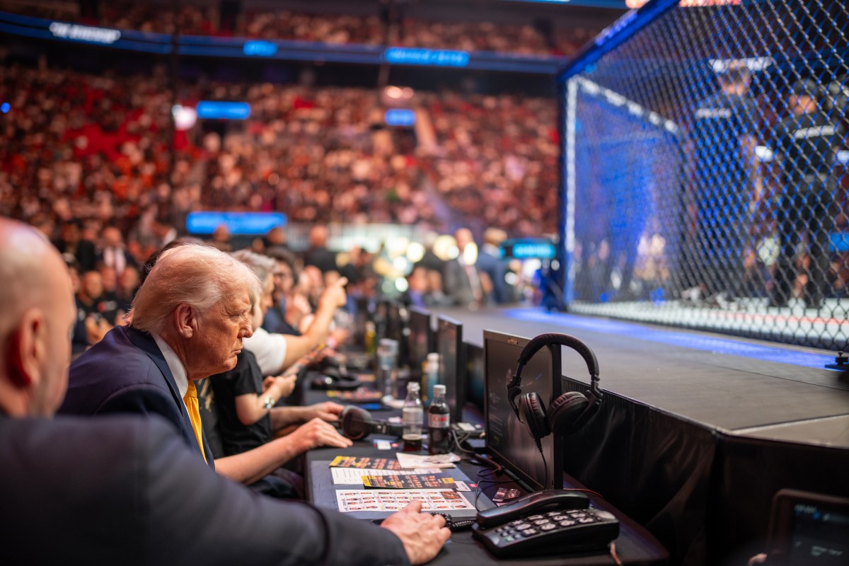 President Donald Trump attends UFC 314 at the Kaseya Center in Miami, Florida, Saturday, April 12, 2025. (Official White House Photo by Daniel Torok)