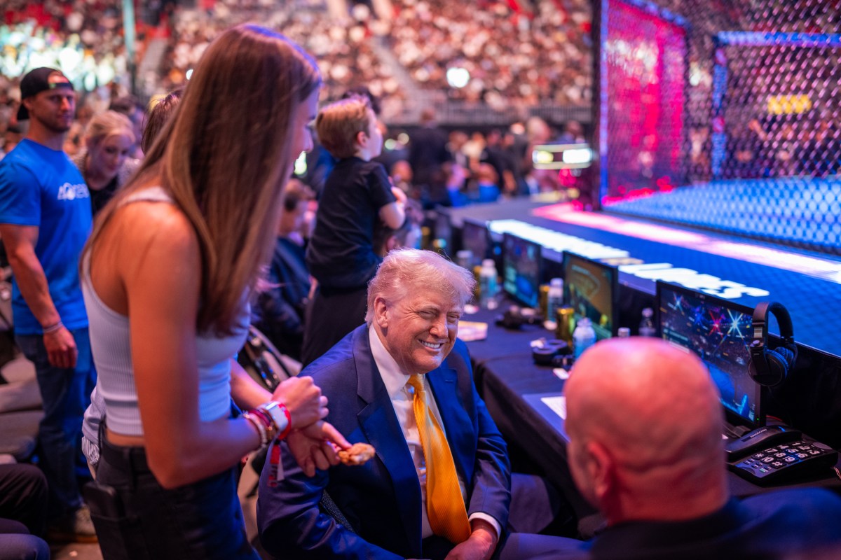 President Donald Trump attends UFC 314 at the Kaseya Center in Miami, Florida, Saturday, April 12, 2025. (Official White House Photo by Daniel Torok)