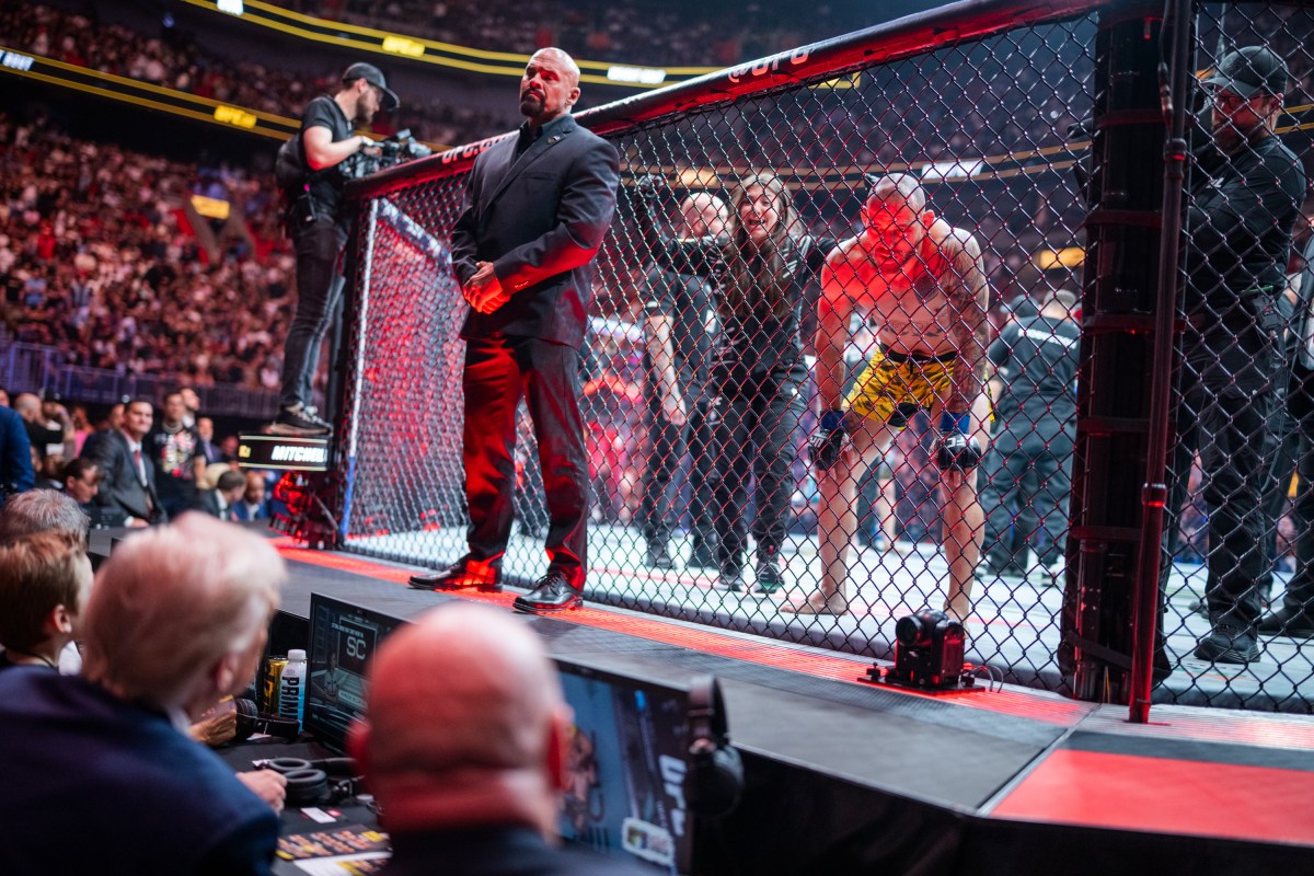 President Donald Trump attends UFC 314 at the Kaseya Center in Miami, Florida, Saturday, April 12, 2025. (Official White House Photo by Daniel Torok)