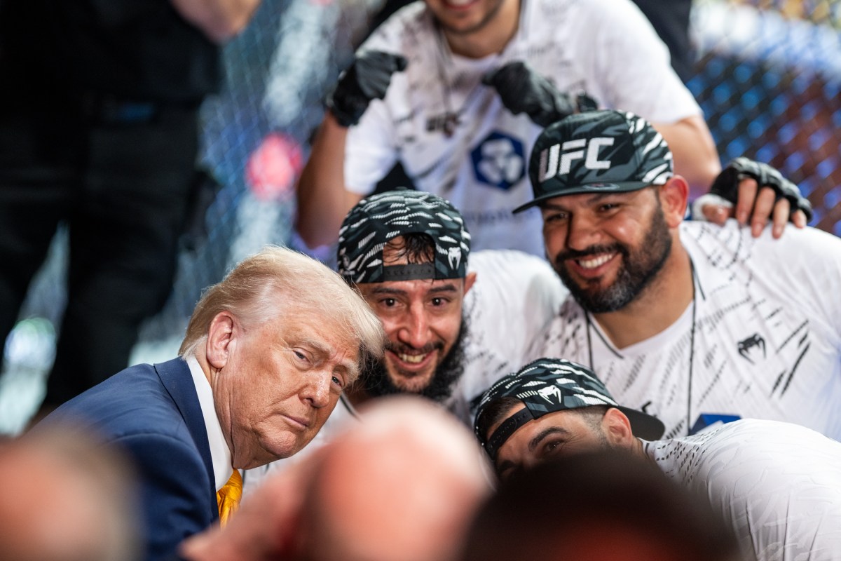 President Donald Trump attends UFC 314 at the Kaseya Center in Miami, Florida, Saturday, April 12, 2025. (Official White House Photo by Daniel Torok)