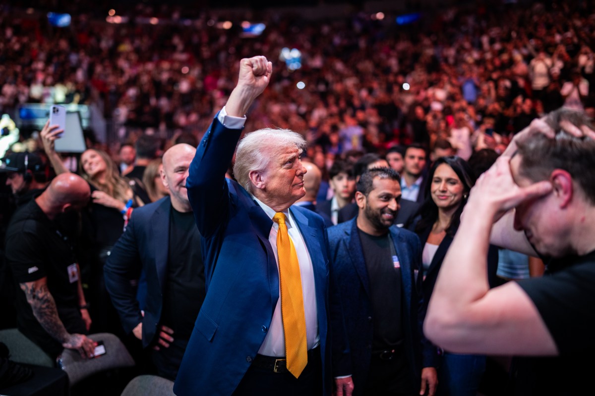 President Donald Trump attends UFC 314 at the Kaseya Center in Miami, Florida, Saturday, April 12, 2025. (Official White House Photo by Daniel Torok)