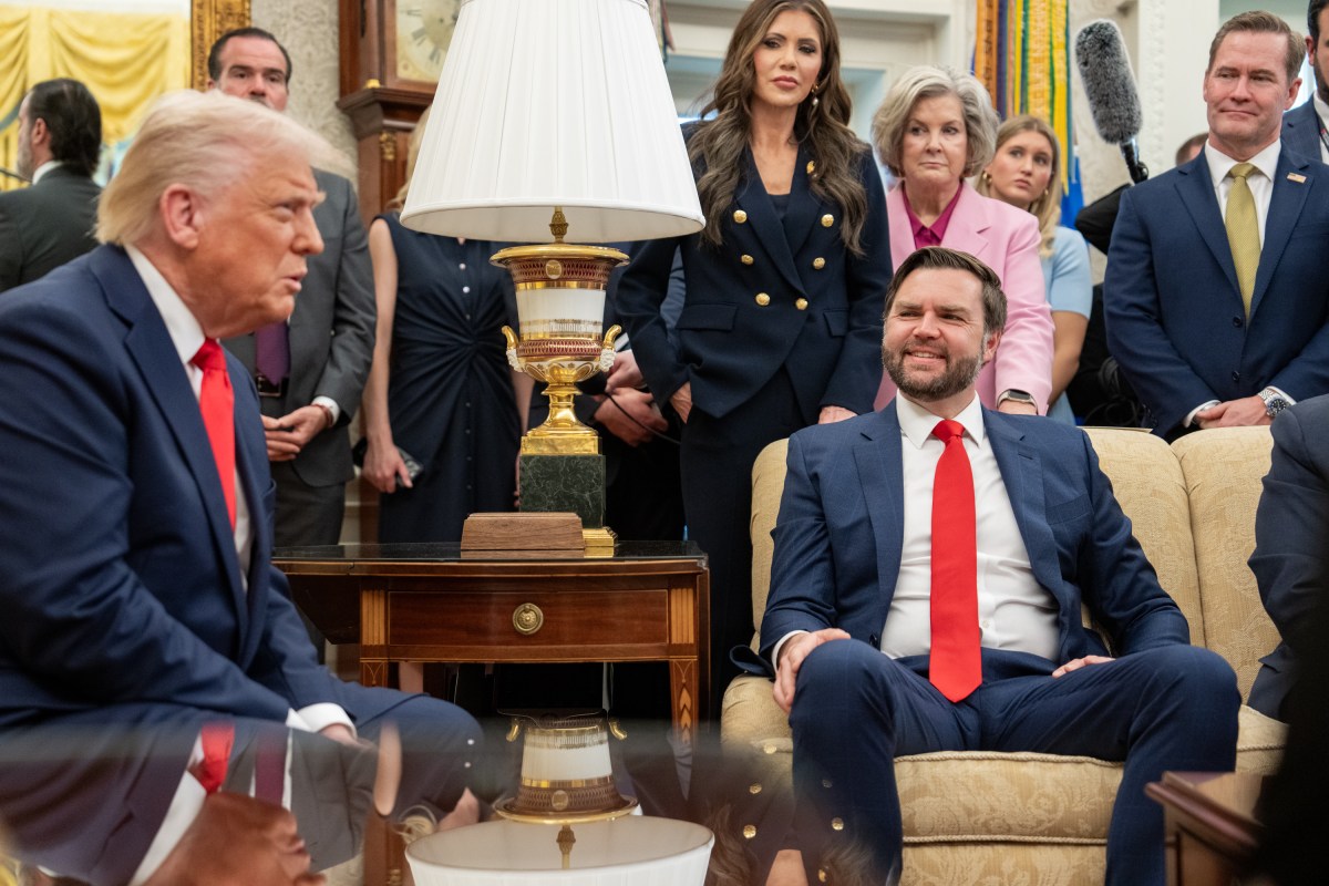President Donald Trump hosts a bilateral meeting with President Nayib Bukele of El Salvador, Monday, April 14, 2025, in the Oval Office. Vice President JD Vance attends. (Official White House Photo by Emily J. Higgins)