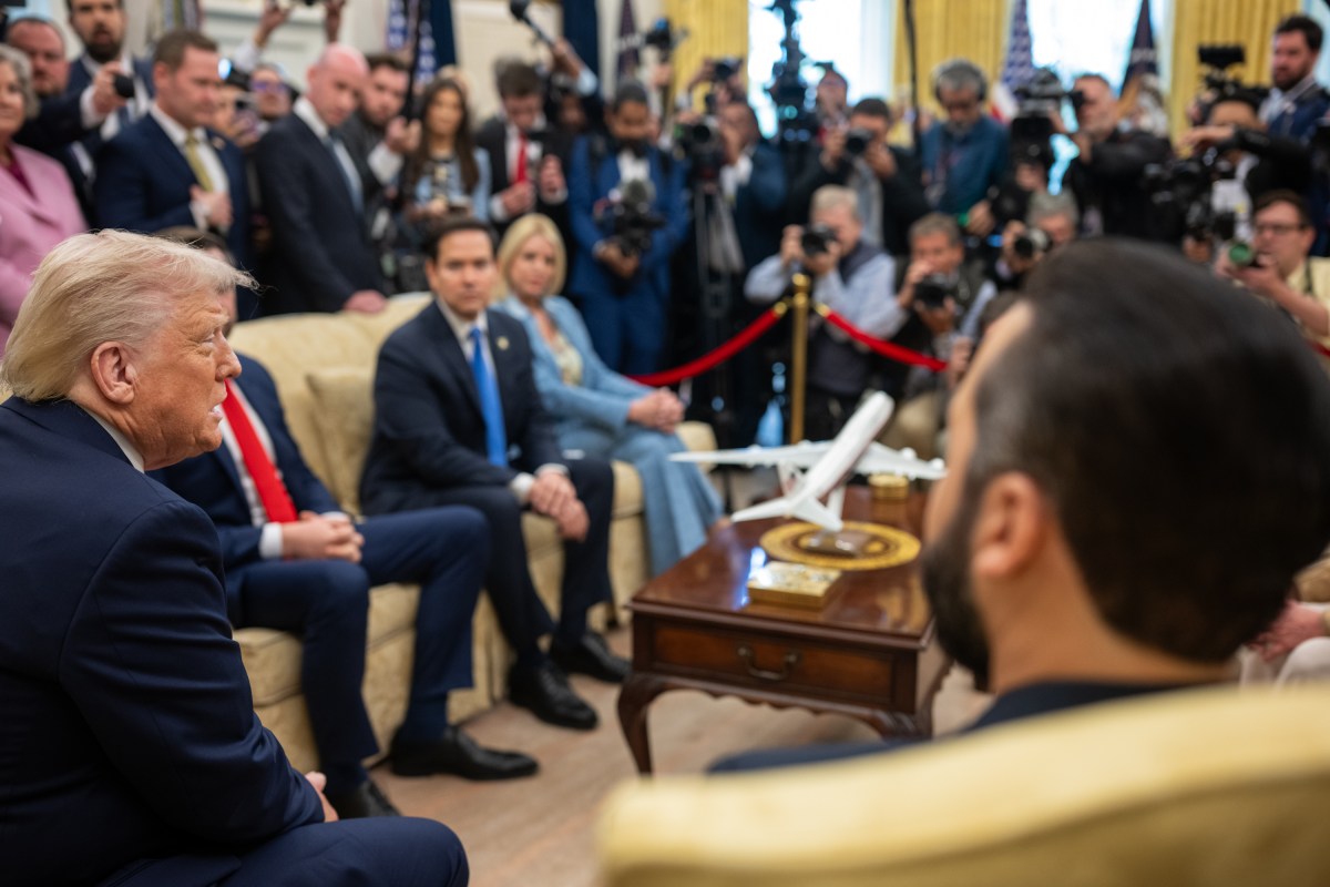 President Donald Trump hosts a bilateral meeting with President Nayib Bukele of El Salvador, Monday, April 14, 2025, in the Oval Office. (Official White House Photo by Daniel Torok)