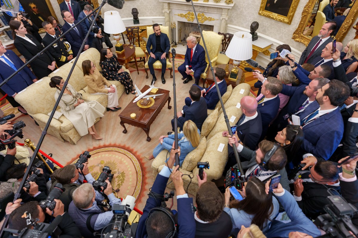 President Donald Trump hosts a bilateral meeting with President Nayib Bukele of El Salvador, Monday, April 14, 2025, in the Oval Office. (Official White House Photo by Abe McNatt)