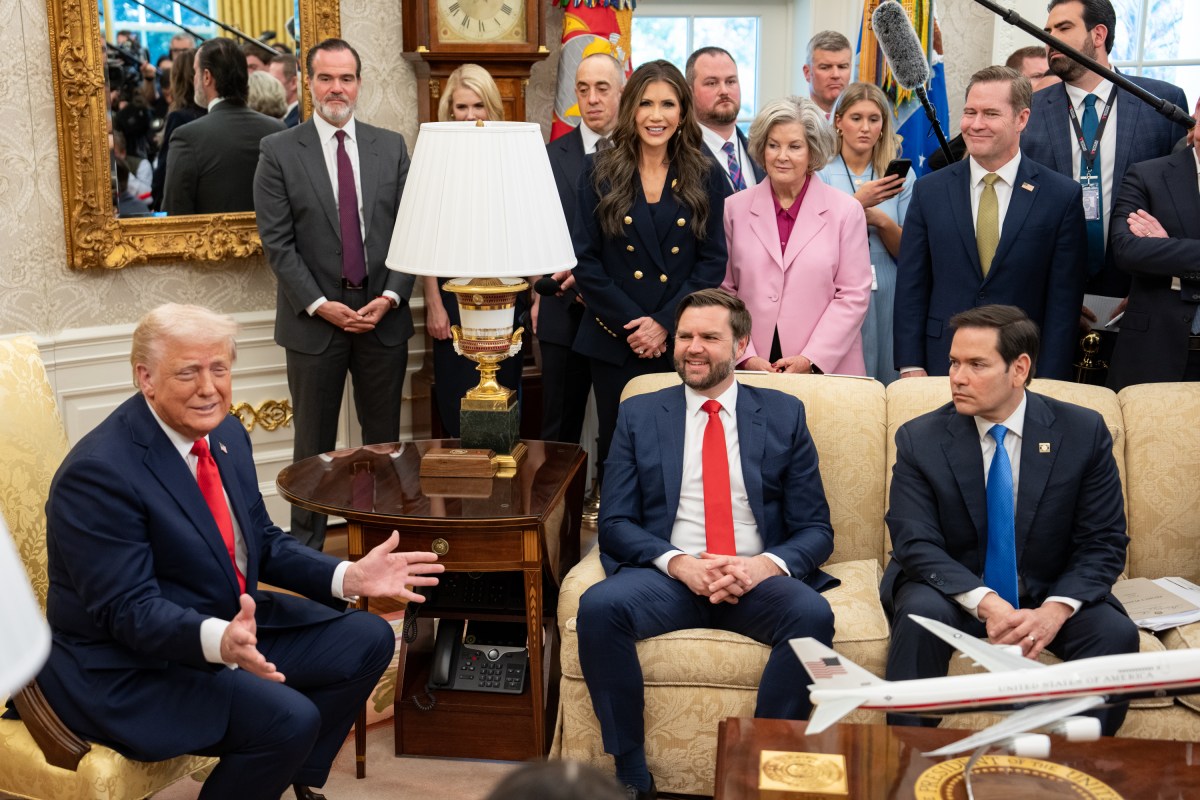 President Donald Trump hosts a bilateral meeting with President Nayib Bukele of El Salvador, Monday, April 14, 2025, in the Oval Office. Vice President JD Vance attends. (Official White House Photo by Emily J. Higgins)
