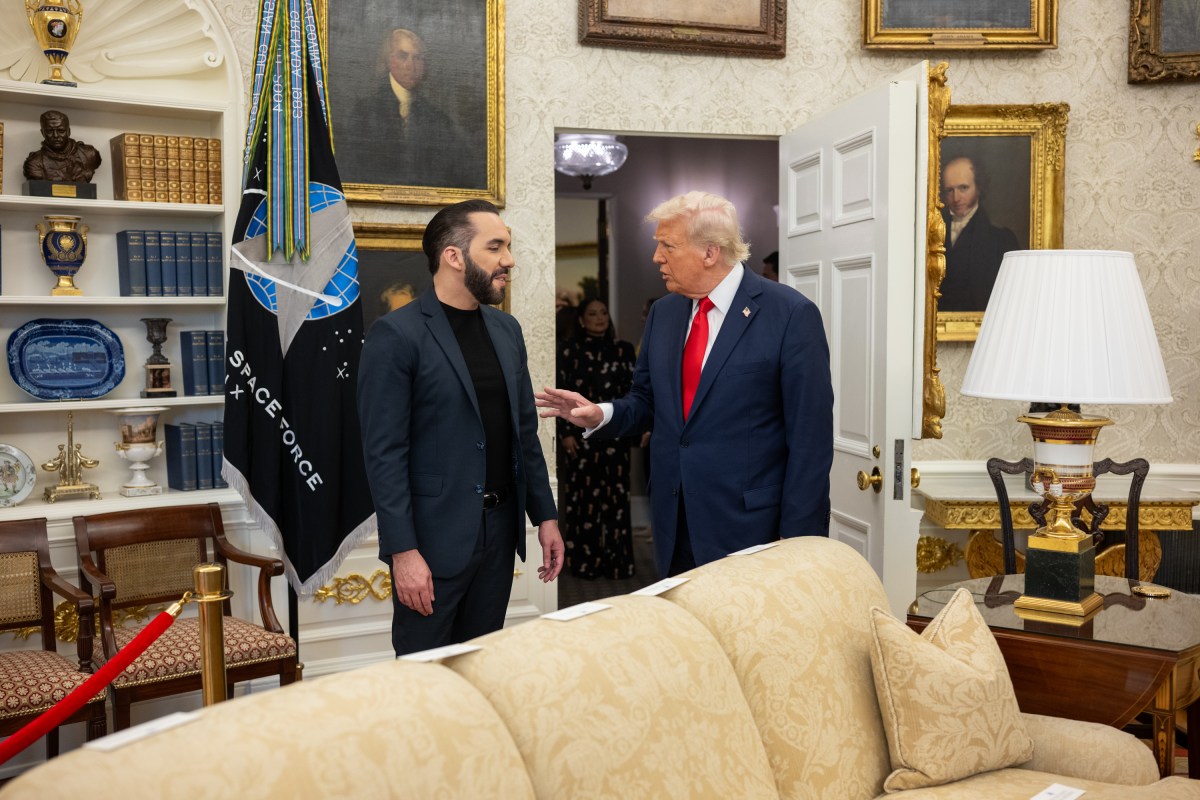 President Donald Trump hosts a bilateral meeting with President Nayib Bukele of El Salvador, Monday, April 14, 2025, in the Oval Office. (Official White House Photo by Daniel Torok)