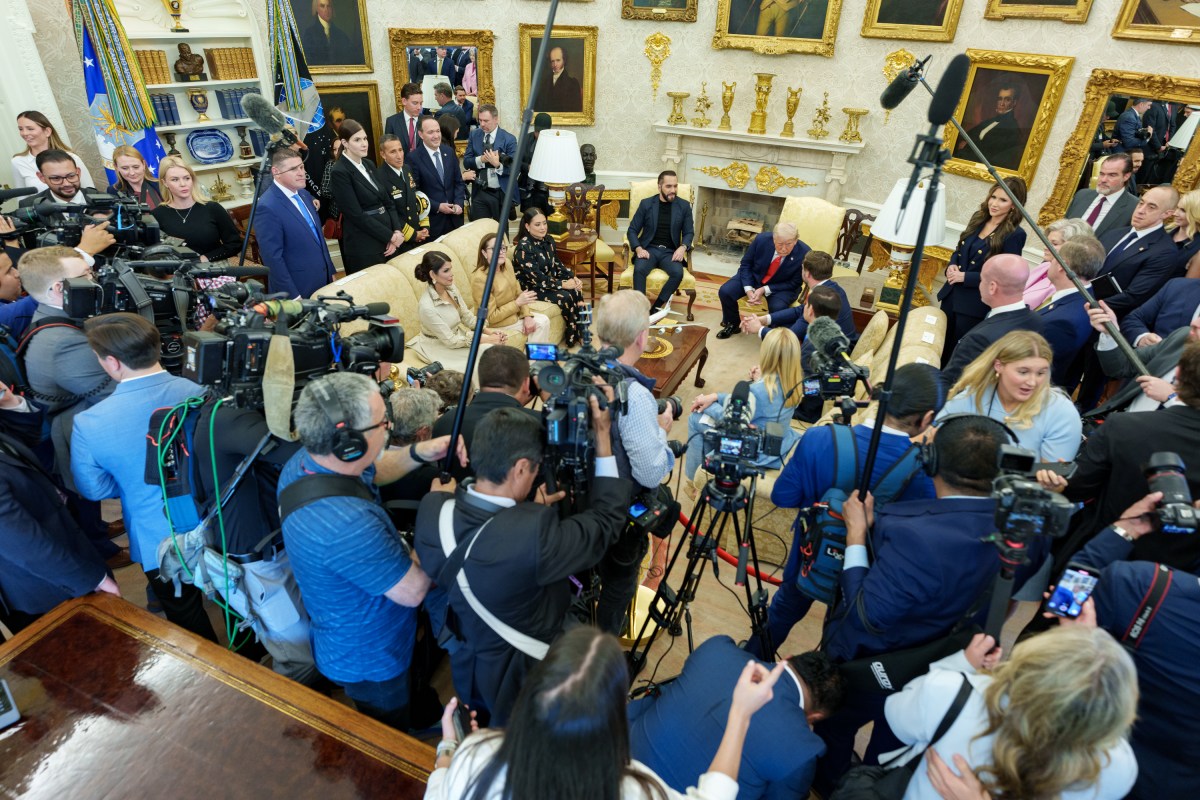 President Donald Trump hosts a bilateral meeting with President Nayib Bukele of El Salvador, Monday, April 14, 2025, in the Oval Office. (Official White House Photo by Abe McNatt)