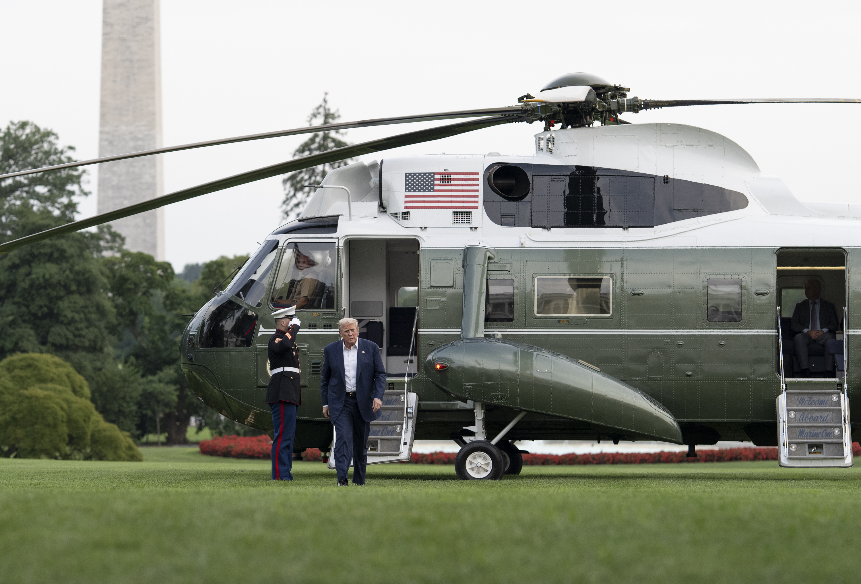 President Trump arrives at The White House after his visit to Scotland ...