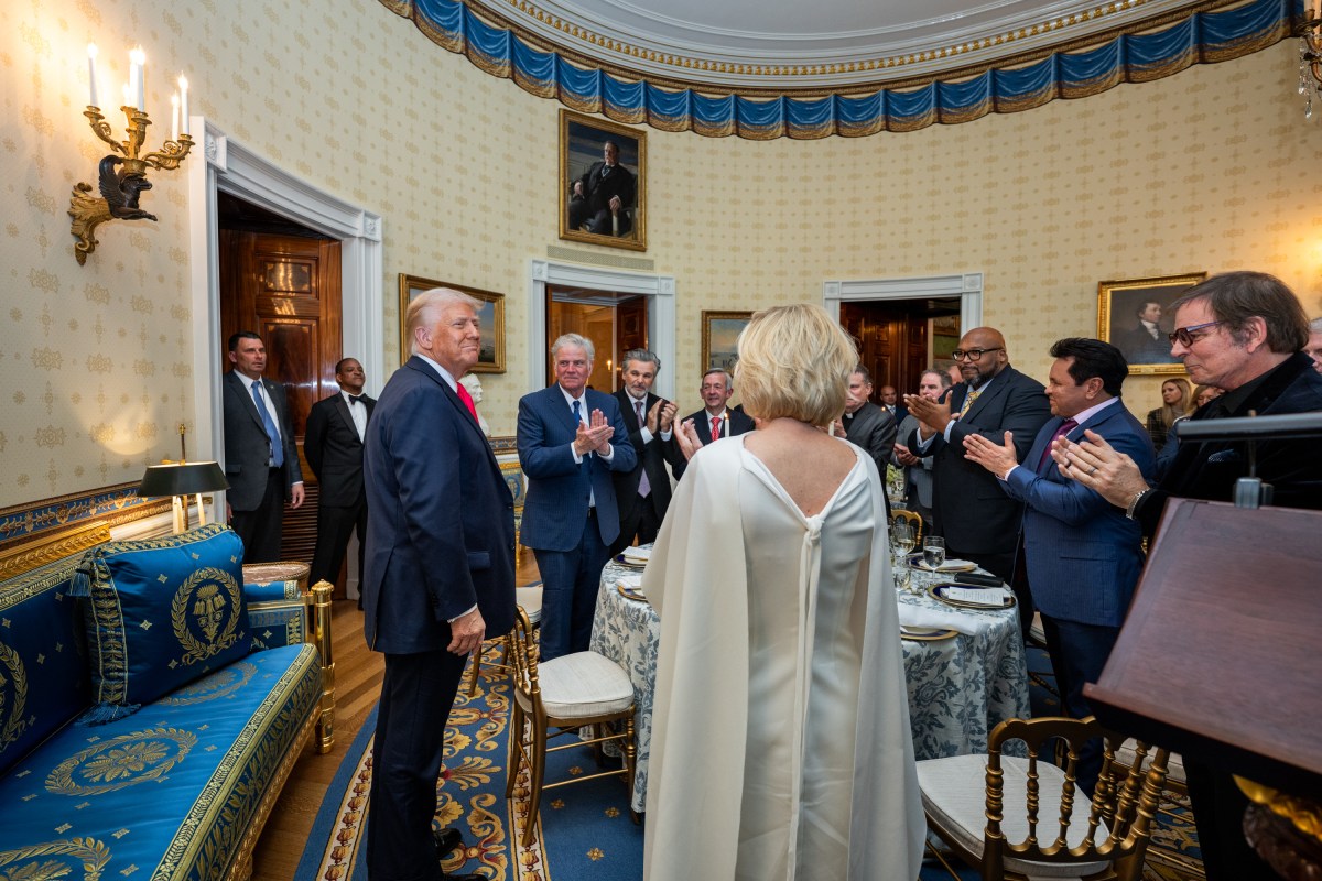 President Donald Trump participates in an Easter prayer service and dinner, Wednesday, April 16, 2025, in the Blue Room of the White House. (Official White House Photo by Joyce N. Boghosian)