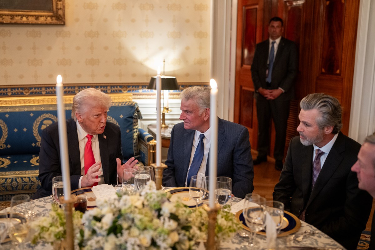 President Donald Trump participates in an Easter prayer service and dinner, Wednesday, April 16, 2025, in the Blue Room of the White House. (Official White House Photo by Joyce N. Boghosian)