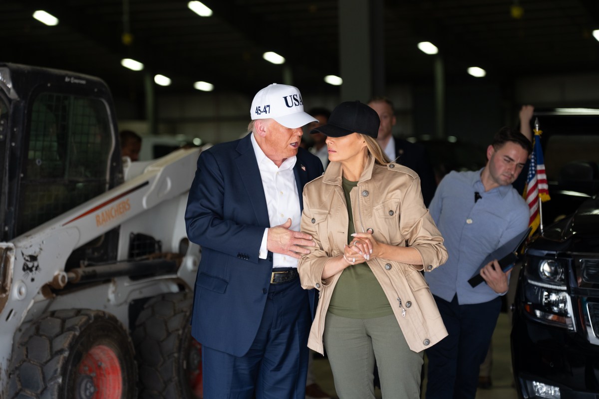 President Donald Trump and First Lady Melania Trump visit the areas impacted by recent deadly flooding, Friday, July 11, 2025, in Kerrville, Texas. (Official White House Photo by Andrea Hanks)