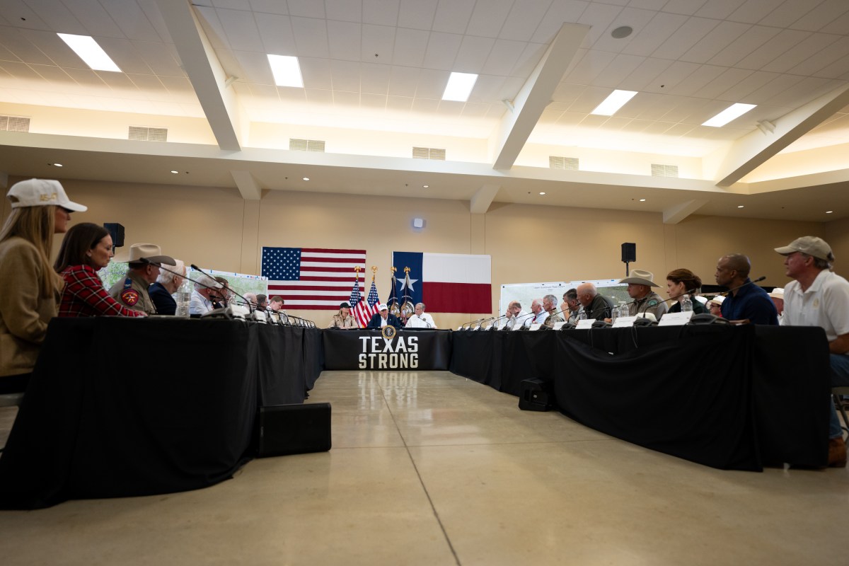President Donald Trump and First Lady Melania Trump visit the areas impacted by recent deadly flooding, Friday, July 11, 2025, in Kerrville, Texas. (Official White House Photo by Andrea Hanks)
