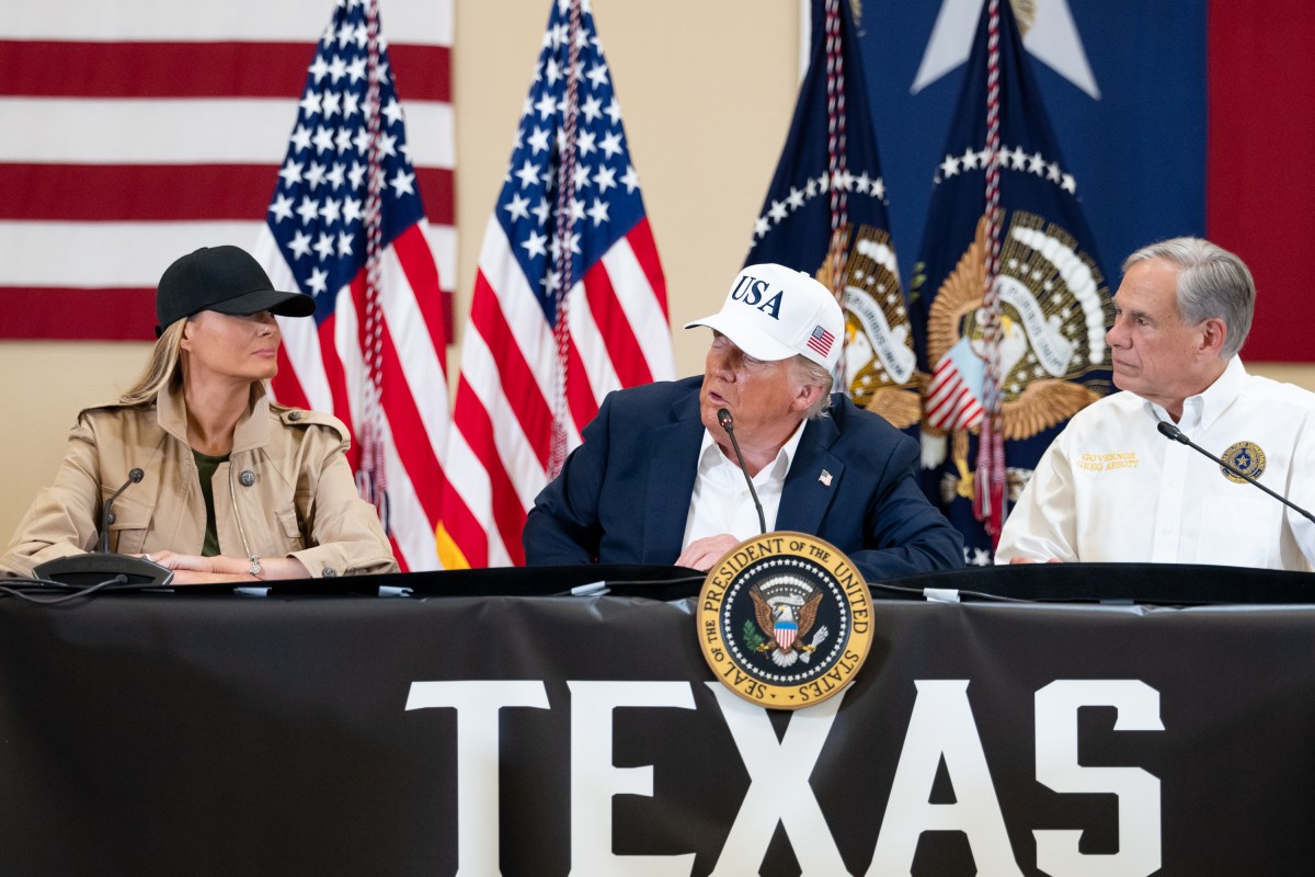 President Donald Trump and First Lady Melania Trump visit the areas impacted by recent deadly flooding, Friday, July 11, 2025, in Kerrville, Texas. (Official White House Photo by Andrea Hanks)