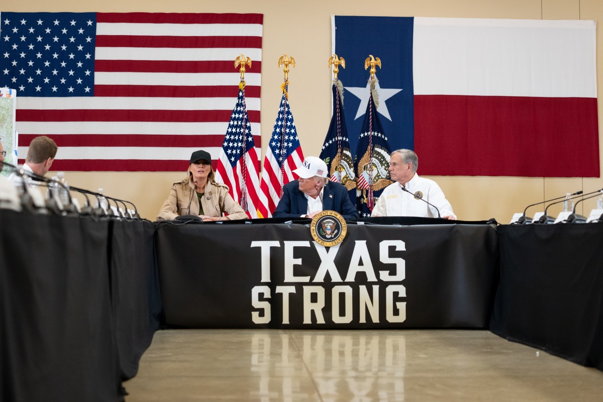 President Donald Trump and First Lady Melania Trump visit the areas impacted by recent deadly flooding, Friday, July 11, 2025, in Kerrville, Texas. (Official White House Photo by Andrea Hanks)